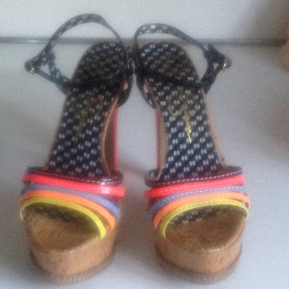 Multi Color Platform Heels Size 7 Patent Leather - image 1